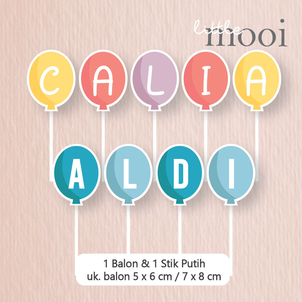 Cake Topper Custom Nama / Cake Topper Custom Nama Balon / Cake Topper Custom Tulisan