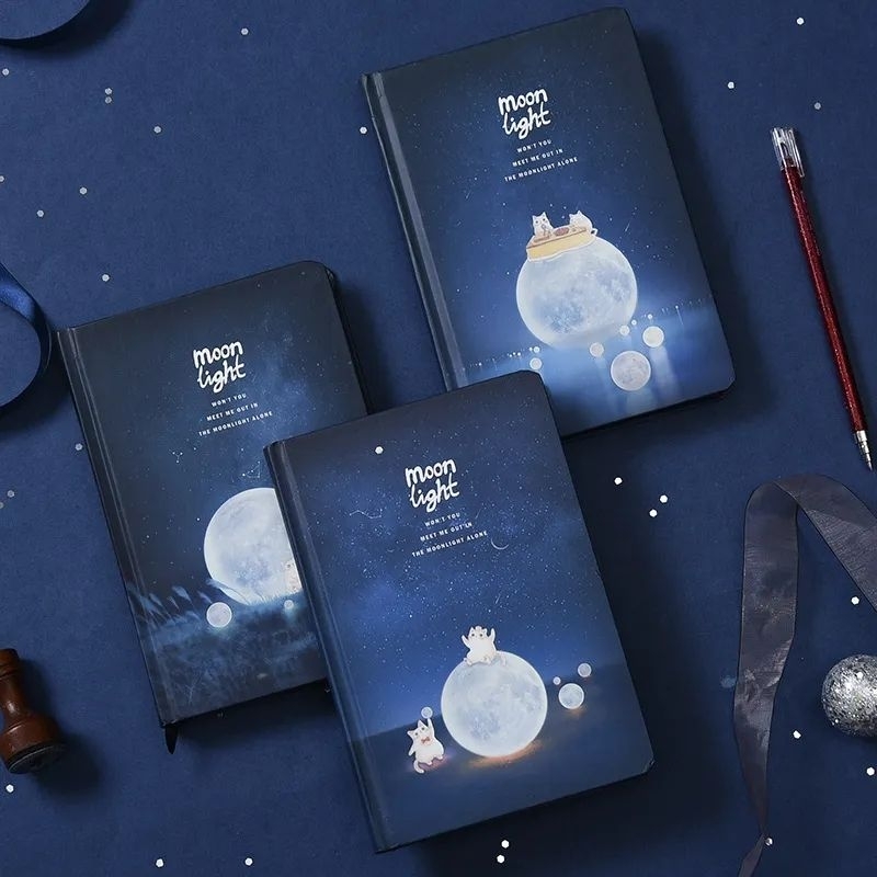 

Buku Tulis Hitam Diary Book Glow In The Dark Moon Light