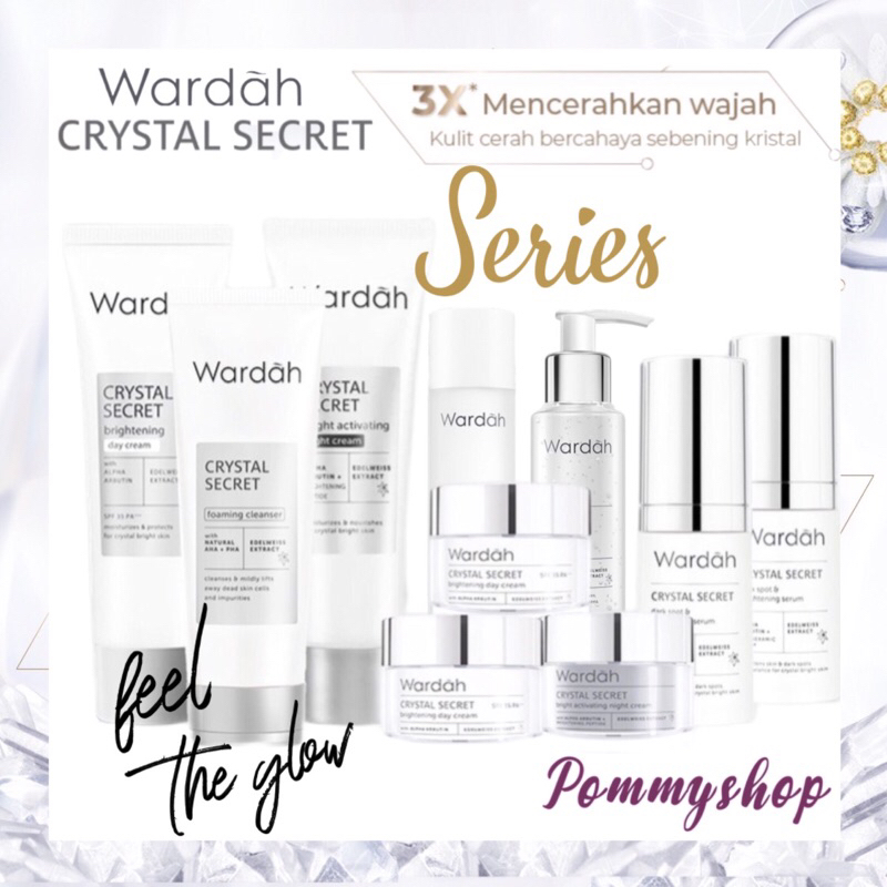 Wardah Crystal Secret Series | Brightening Day Cream | Active Night Gel | Dark Spot Brightening Seru