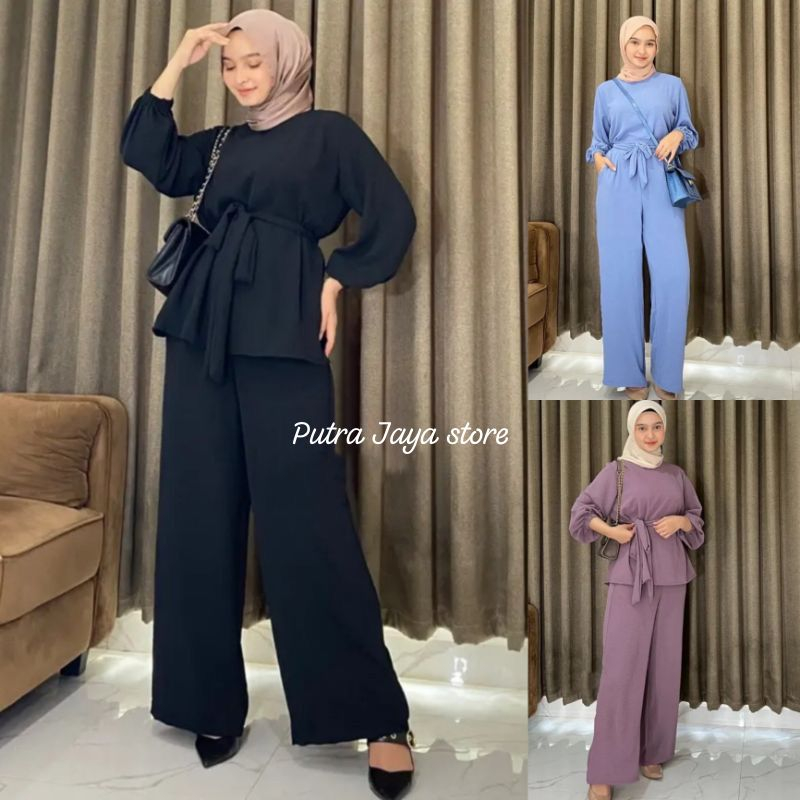 Oneset EiraTali Pinggang Crinkle Airflow Setelan Terbaru 2023