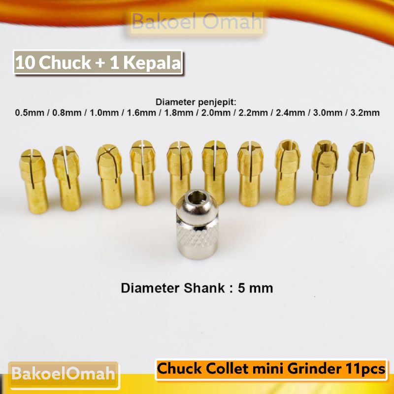 Kepala bor mini grinder 11 pcs chuck collet