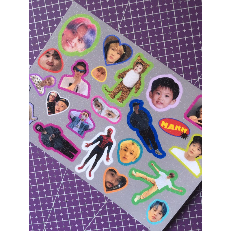 sticker glitter vinyl mark nct bts suga jimin jungkook jungwoo care bear