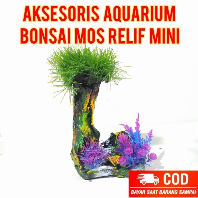 aksesoris aquarium bonsai mos relif mini