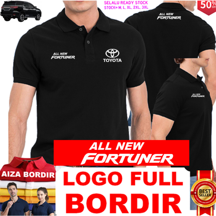 POLO BORDIR TOYOTA FORTUNER LOGO WHITE TERBARU PREMIUM