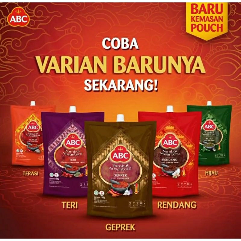 

ABC sambel Nusantara pouch 180gr (Teri, Geprek, Rendang, Terasi, Hijau)