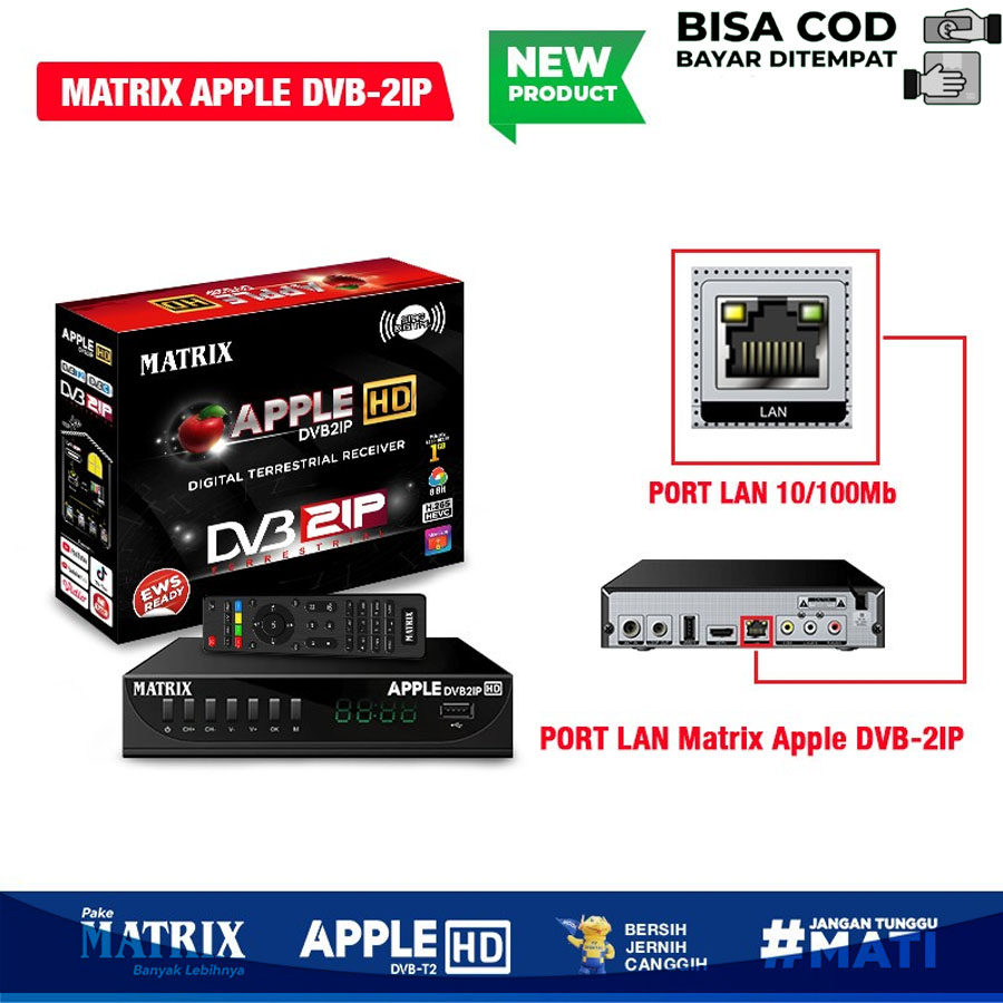 Set Top Box / STB DVB2IP TV DIGITAL MATRIX APPLE MERAH