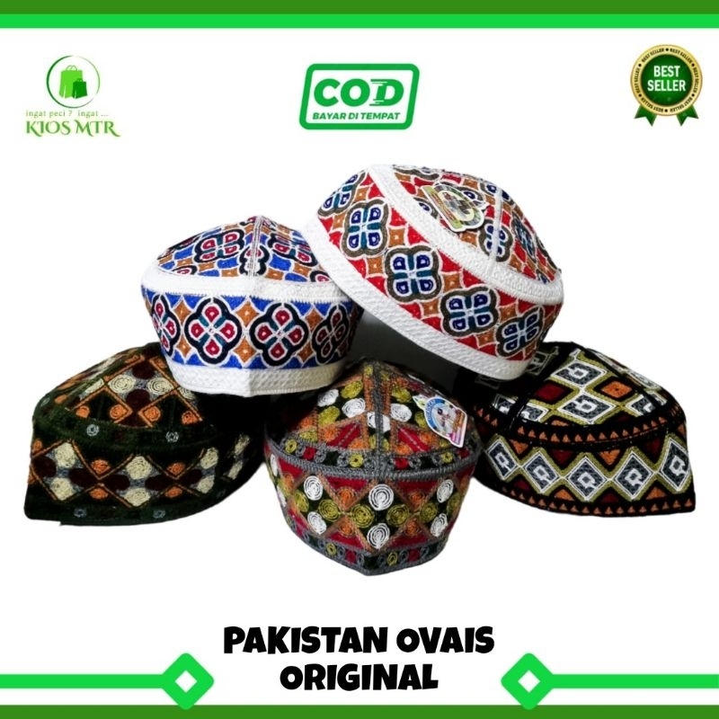 Peci PAKISTAN ORIGINAL MOTIF OVAIS CAPS , Kopiah Pakistan Bordir Original Ovais Cap , Songkok Pakist