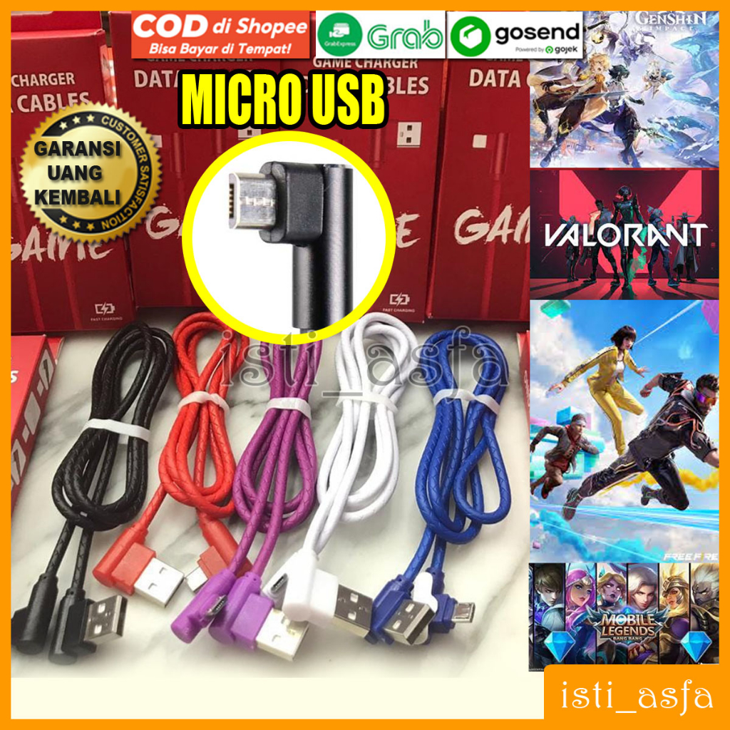 Kabel Data Gaming Bengkok Micro USB Untuk HP LG Phone K22 K31 Q31 W31 K10 G1 G2 G3 G4 NEXUS MAGNA ME