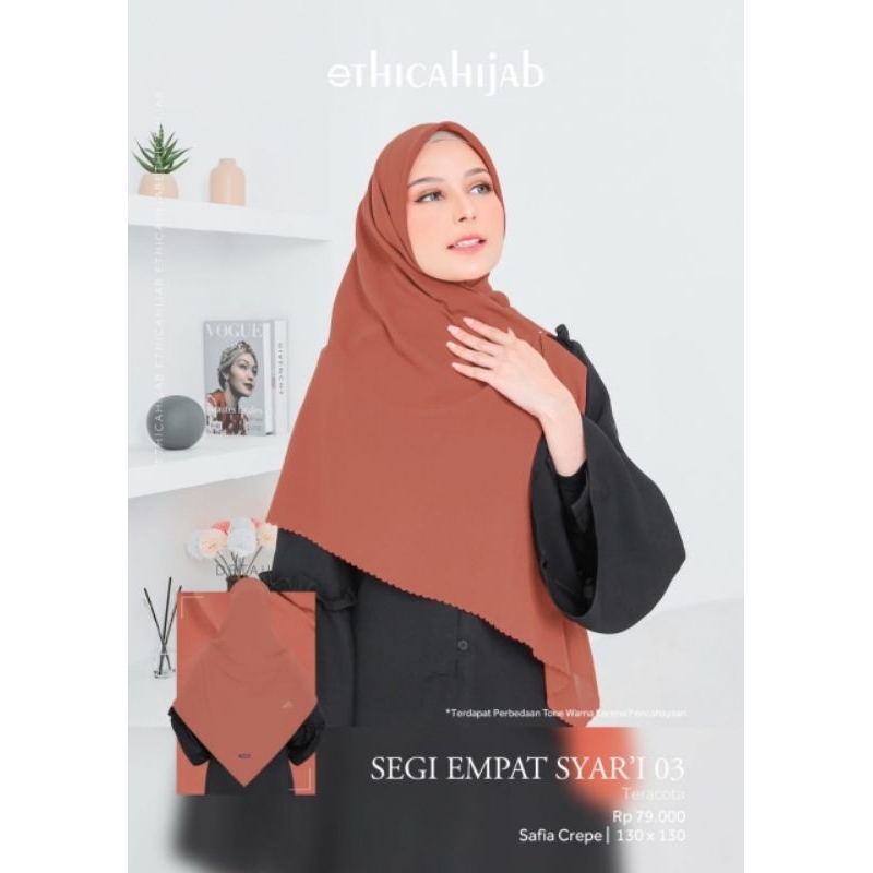 ETHICA HIJAB SYARI 03 SEGIEMPAT POLOS TERLARIS ORIGINAL