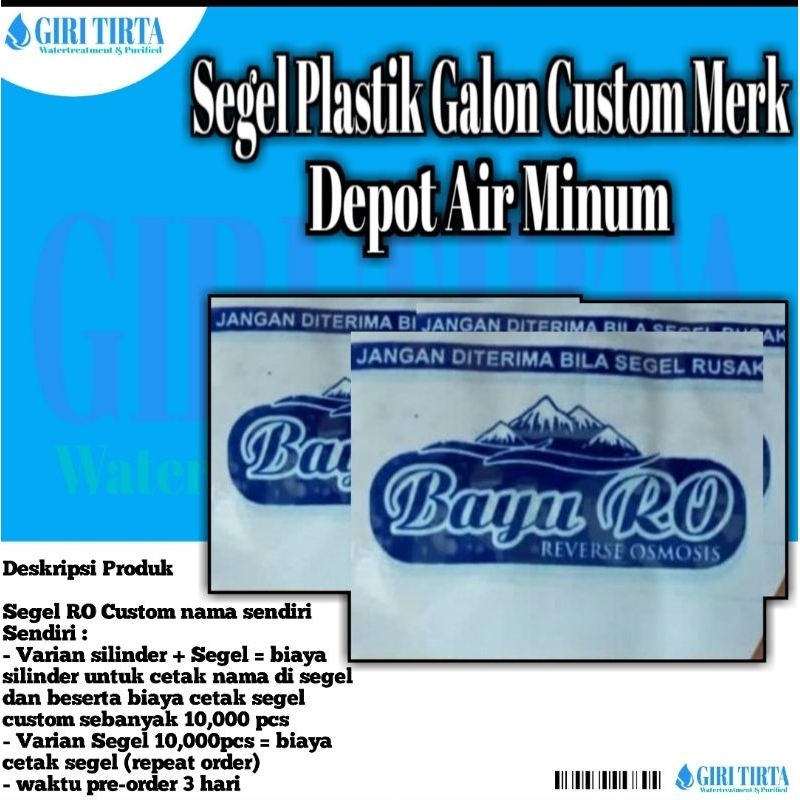 Giri Tirta - Segel Plastik Galon Custom Cetak Nama Depot Sendiri