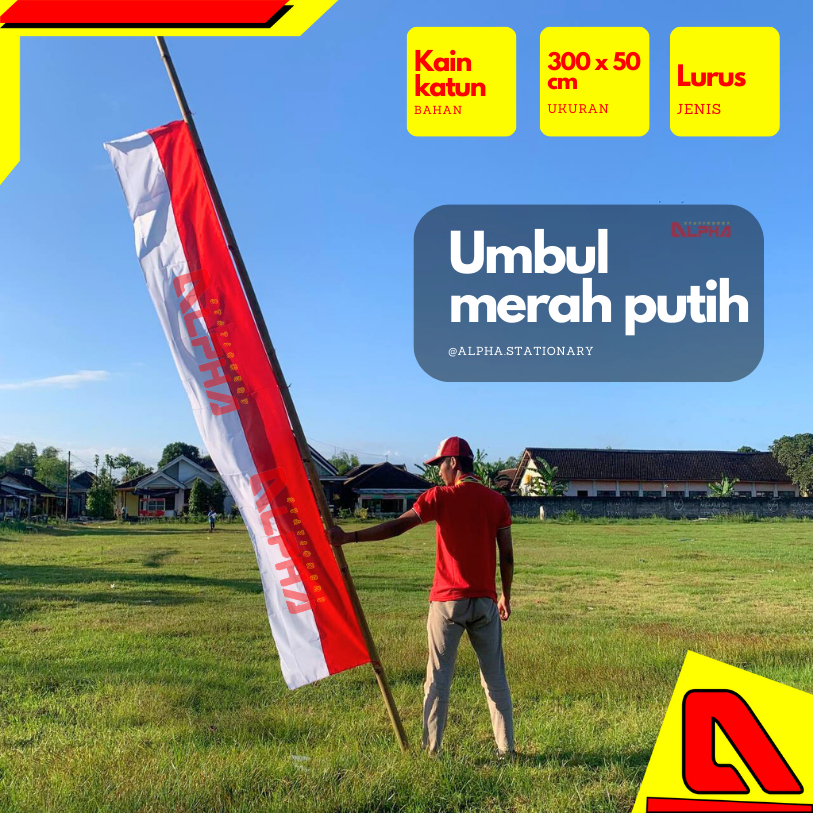 UMBUL UMBUL MERAH PUTIH UMBUL LURUS/PLISIR UMBUL BENDERA MERAH PUTIH 5 METER