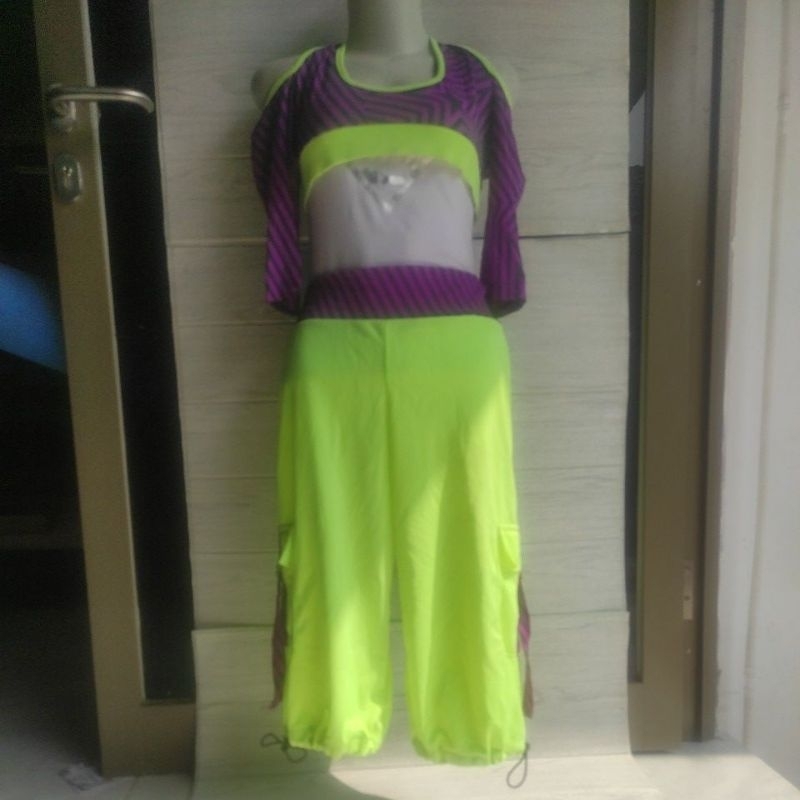 BAJU SENAM ZUMBA SET SETELAN CELANA CARGO CROP SPORT BRA SABRINA SEXY