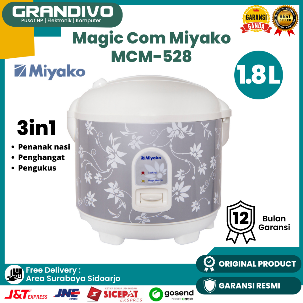 Magic com Miyako 2 Liter MCM 528 Anti Lengket Garansi Resmi Miyako - Grandivo