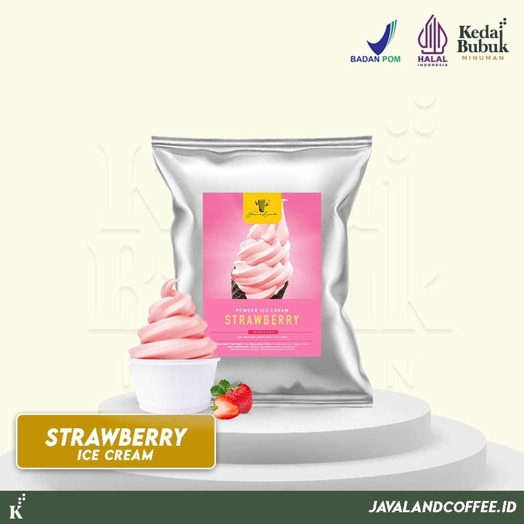 

Javaland Bubuk Ice Cream / Es Krim Rasa Strawberry 1Kg | Soft Ice Cream Powder