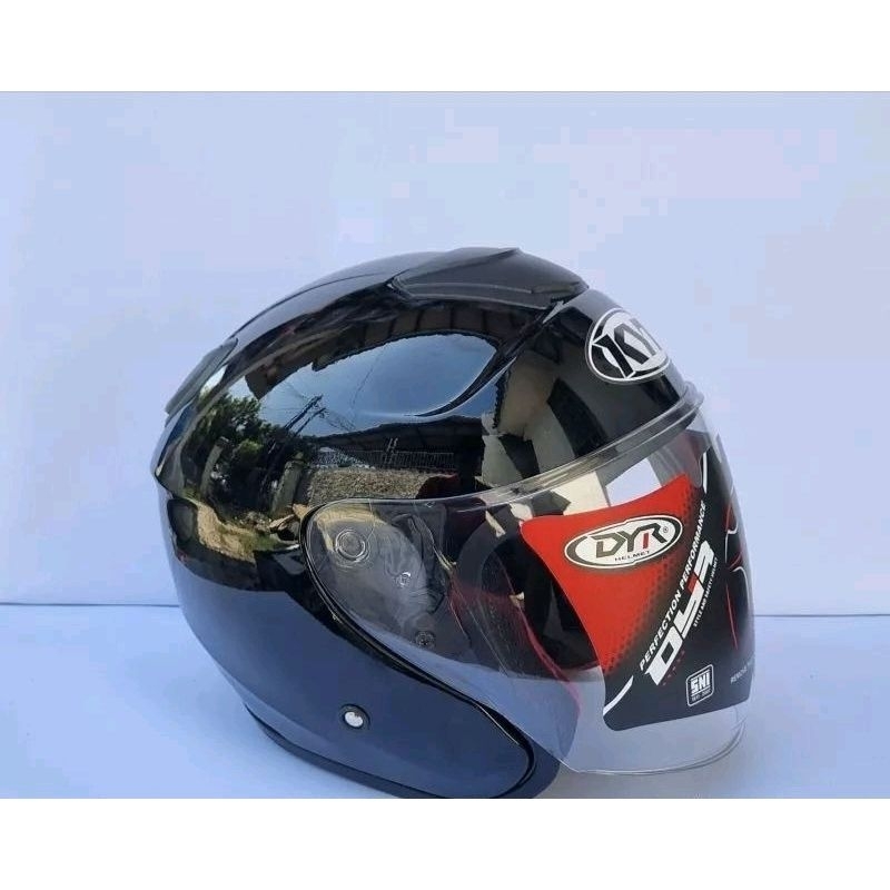 HELM KYT KYOTO MERK DYR WARNA SOLID BLACK GLOSSY/DOFF