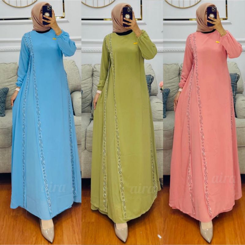 GAMIS CERUTY WANITA GAMIS TERBARU BAHAN CERUTY BUNGA KECIL CAKEP BANGET SERAGAMAN