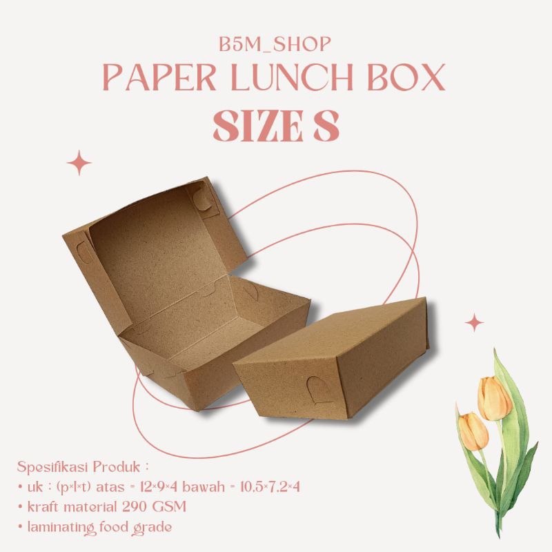 

PROMO MURAH!!!!" PAPER LUNCH BOX SIZE S//KARDUS COKLAT ___ Kraft 290 GSM Size S