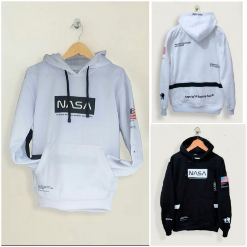 Sweater Hoodie Nasa Putih/Nasa Appe Prenium Pria Wanita Size.M.L.XL.XXL