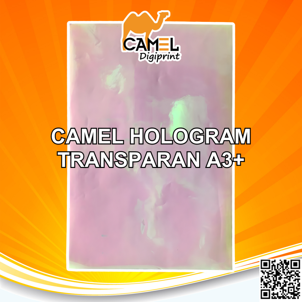 

Sticker Vinyl Laser Camel Digiprint Hologram Transparan IRIDESCENT Labe Kemasan Anti Air Tidak mudah Sobek A3+