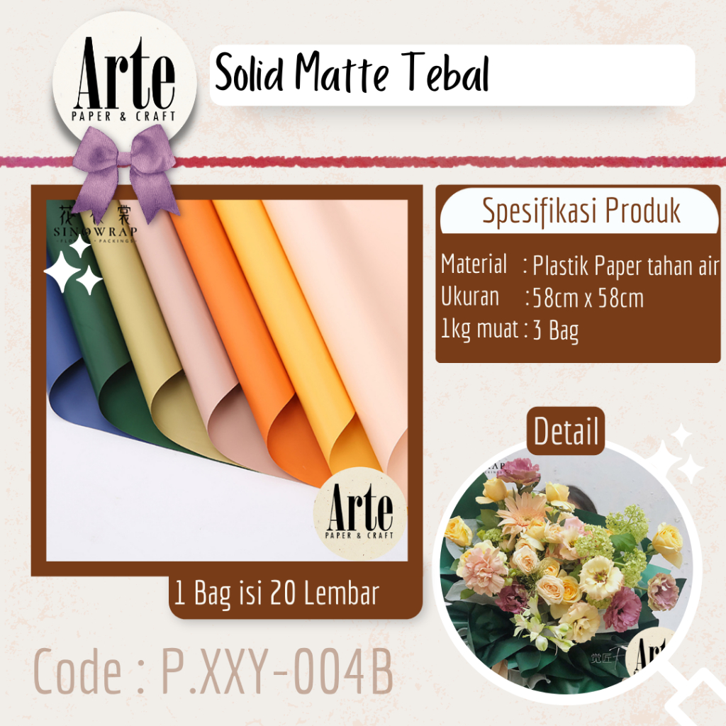 

20 Lembar Cellophane Solid Matte Tebal Sinowrap Ori Kertas Buket Bunga Korean Tebal Waterproof Flower Wrapping Paper Calor Kado Arte Grosir Florist Supply Jakarta Bekasi P.XXY-004B