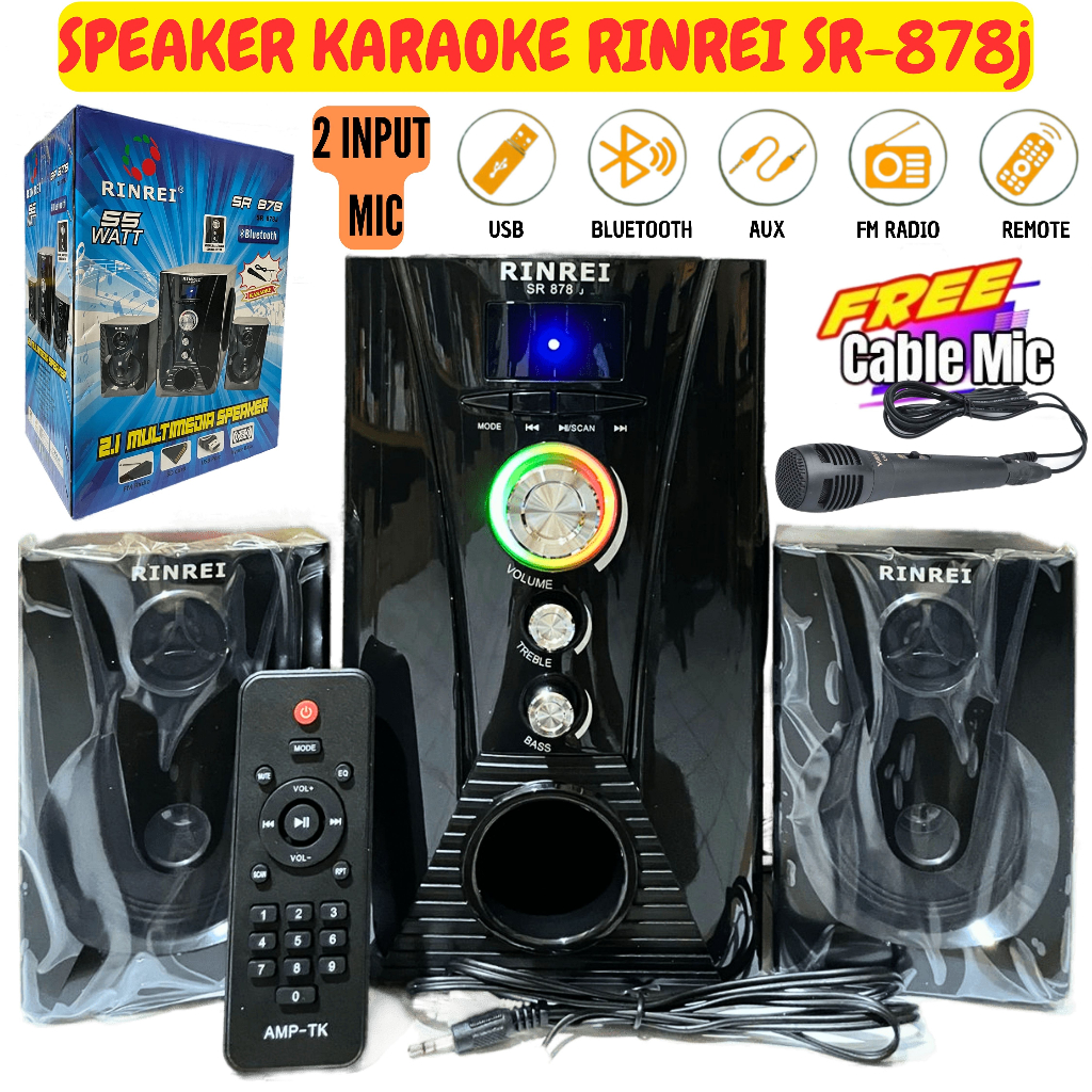 GRATIS MIC ~ Speaker Aktif RINREI SR-878j / SR878j/SR-878W/SR-878G Audio Multimedia 2.1 Super Woofer