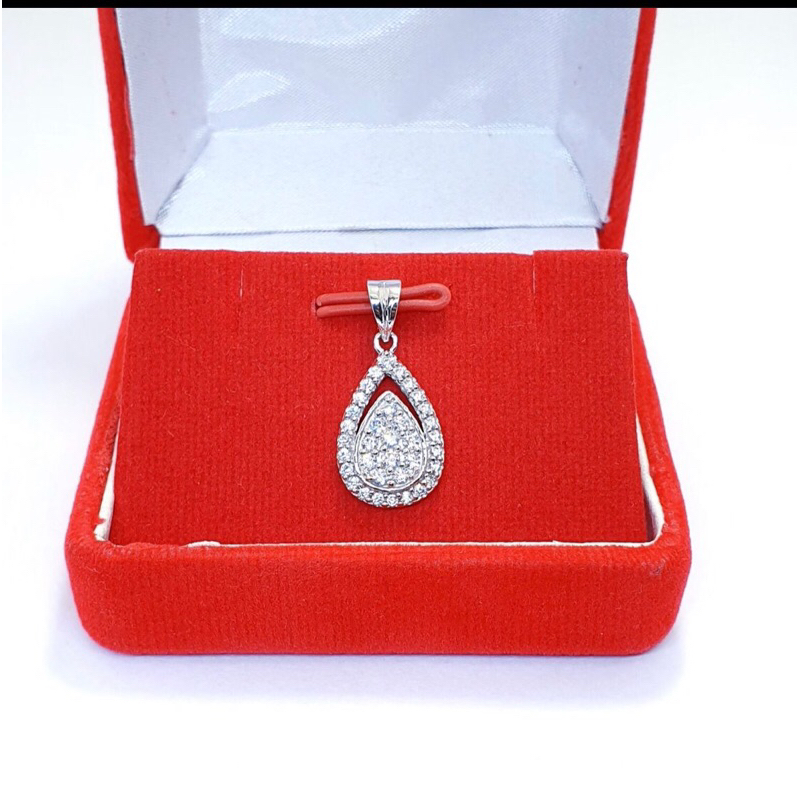 Liontin tetes air liontin perak liontin cewek perak 925 lapis emas putih