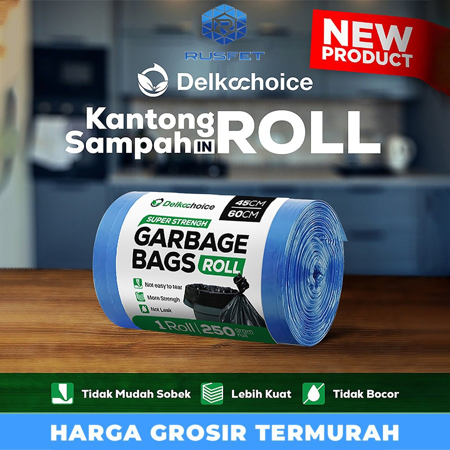 Kantong Plastik Sampah Roll Biru Trash Bag Jumbo Delkochoice 45x60cm