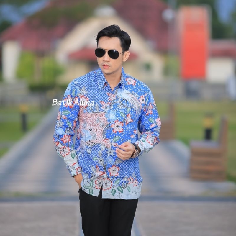 ALUNA Batik premium lengan panjang cowok pria