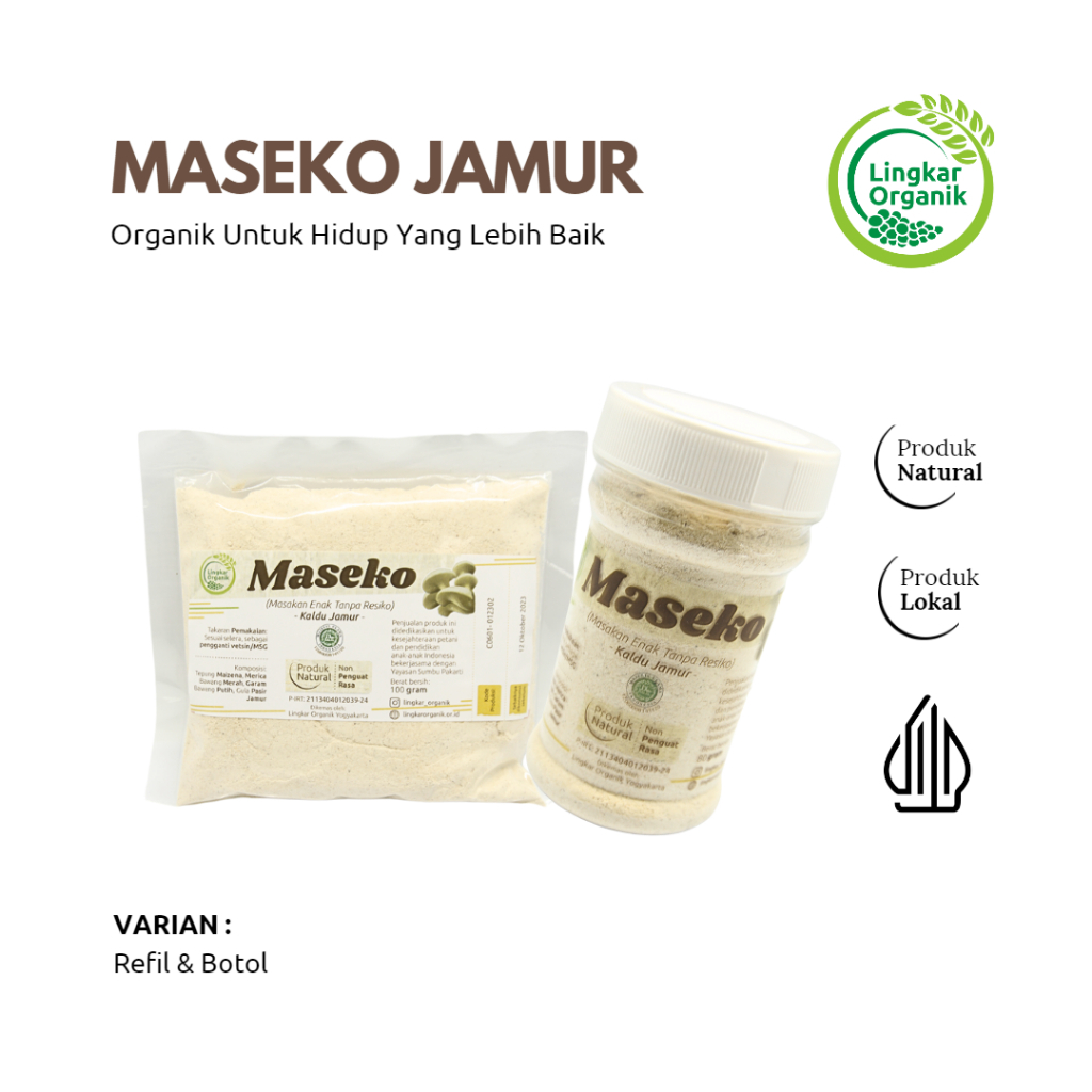 

Maseko Kaldu Jamur Botol 80 gr / kaldu botol / Lingkar Organik