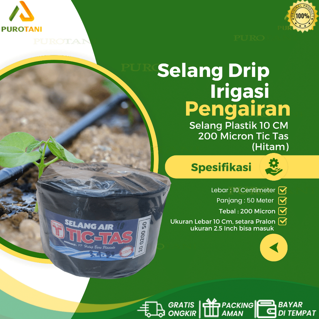 Selang Drip 20 mikron x10 cm x 50 m Slang pipa 2.5  inch