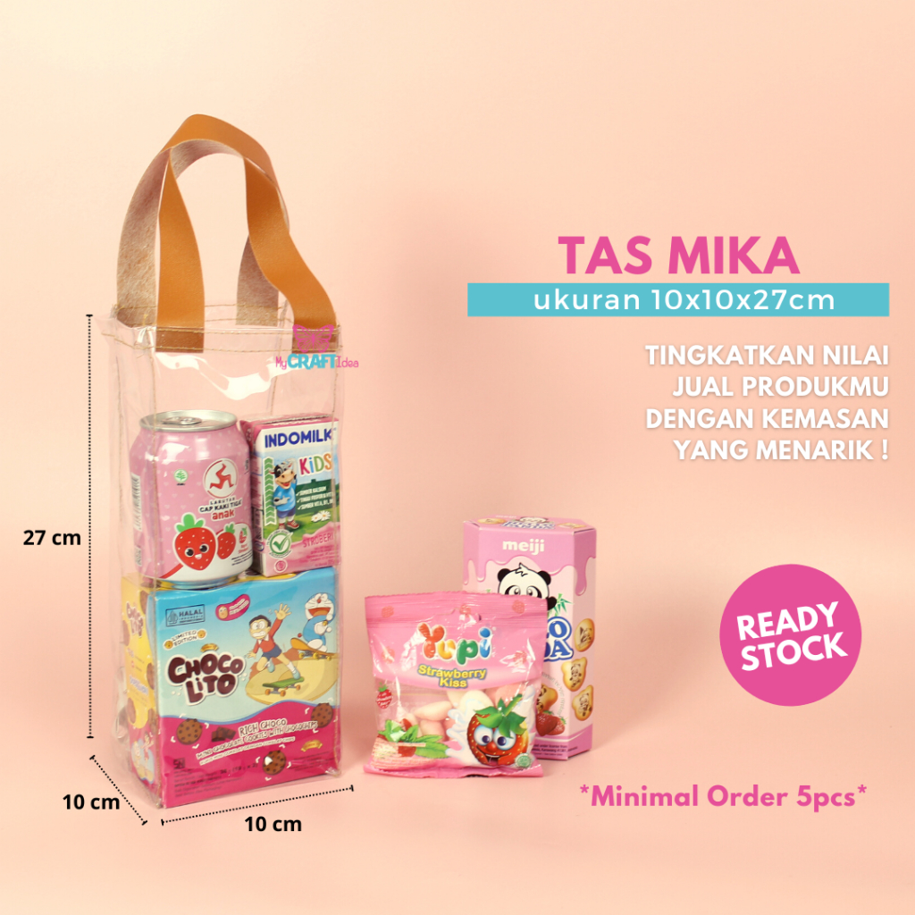 

Tas Mika 10x10x27 | MIN. ORDER 5 PCS | Tas Mika Transparan | Tas Mika Kemasan Botol | Tas Mika Souvenir Ulang Tahun | Goodie Bag Hampers