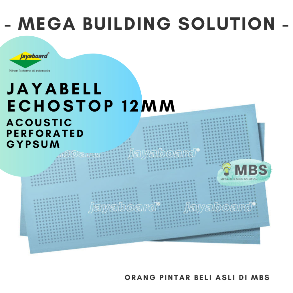 Papan Gipsum AKUSTIK PRIMA JAYABELL Echostop 12 mm - Gypsum Jayaboard