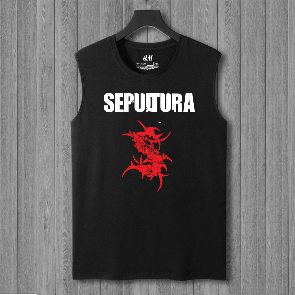 kaos distro tanpa lengan SEPULTURA kaos lekbong musik band metal