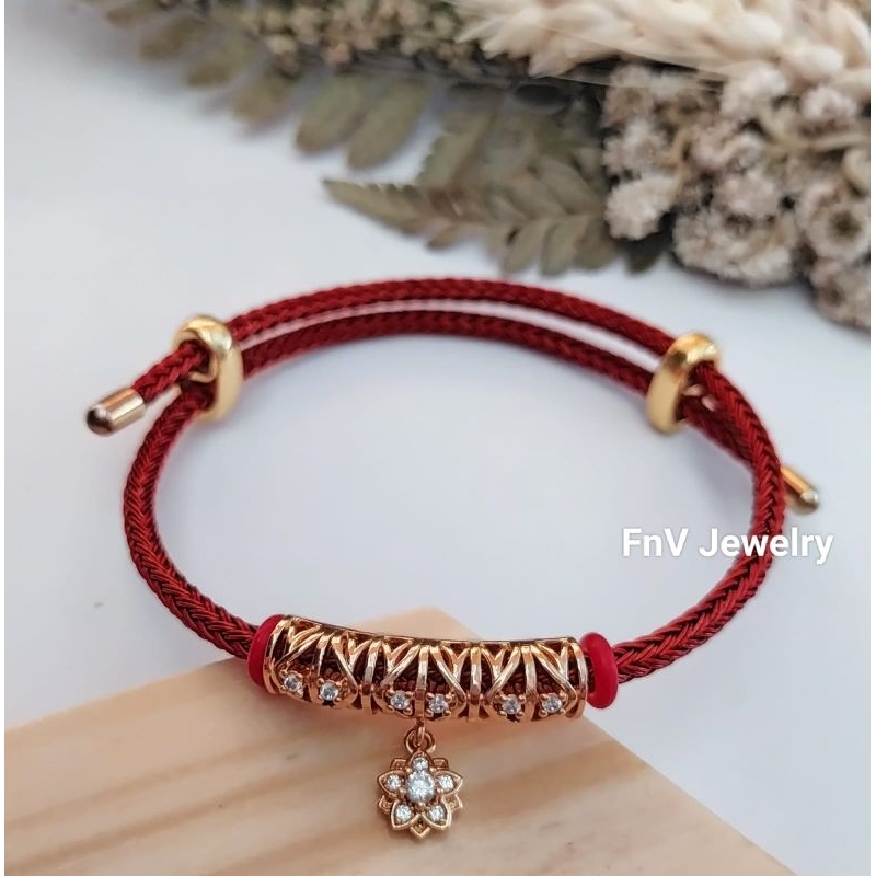 FnV JEWELRY Gelang Serut tali Kawat Anti Air Perhiasan Fashion Wanita Terbaru Charm tabung gelang ta