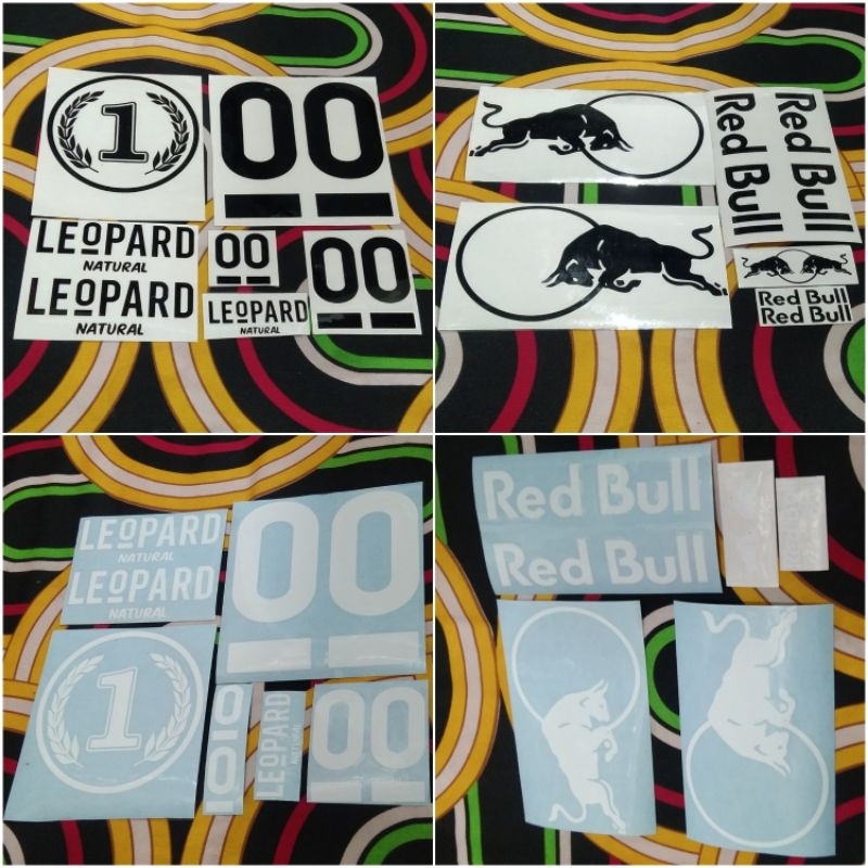 Stiker Helm Full 1 Set RedBull Leopard Grade Ori