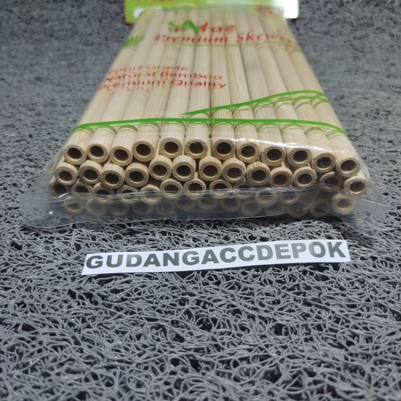 SEDOTAN BAMBOO 8MM X 20CM ISI 50 PCS MEREK ATOZ PREMIUM / SEDOTAN ASLI BAMBU 8X20 CM