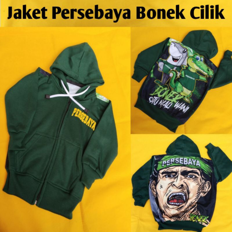 Jaket Hoodie Resleting Anak Persebaya Bonek Cilik usia 1 - 6 Tahun