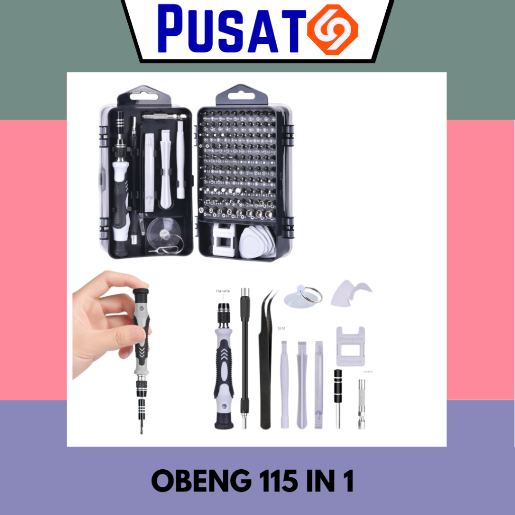 Obeng HP Full Set 115 in 1 Multifungsi/ Obeng 115 in 1 HP Full Set Obeng Service Komputer Laptop/ Obeng Set Komplit Serbaguna Mini Toolkit Set/ Screwdriver Set Reparasi Smartphone Laptop Handphone Android Jam Watch/ Alat Bongkar Mini Precision Reparasi HP