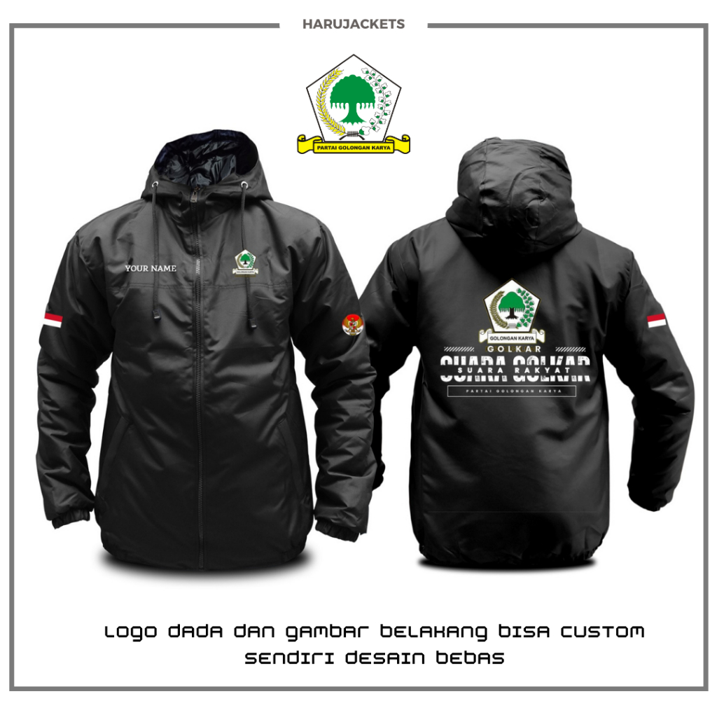 Jaket Custom Partai GOLKAR - Jaket Pria Parasut Wp Custom Golkar - Jaket Golkar - Jaket Pemilu 2024