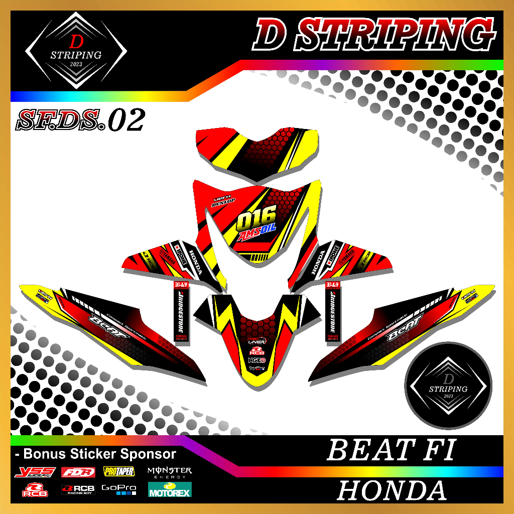 Stiker Decal Full Body BEAT FI 2012 - 2015 - Decal Full Body Motor Honda BEAT FI Motif Racing DS.02