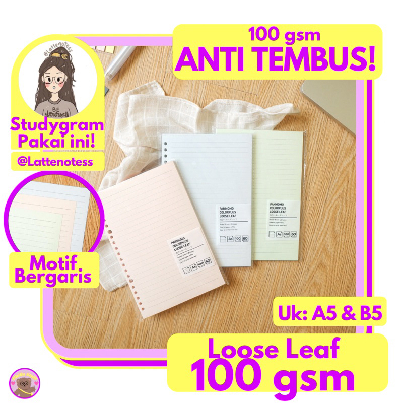 

Kertas Binder 100 gsm anti tembus | panmomo Colorplus Loose Leaf Binder Paper 100gsm