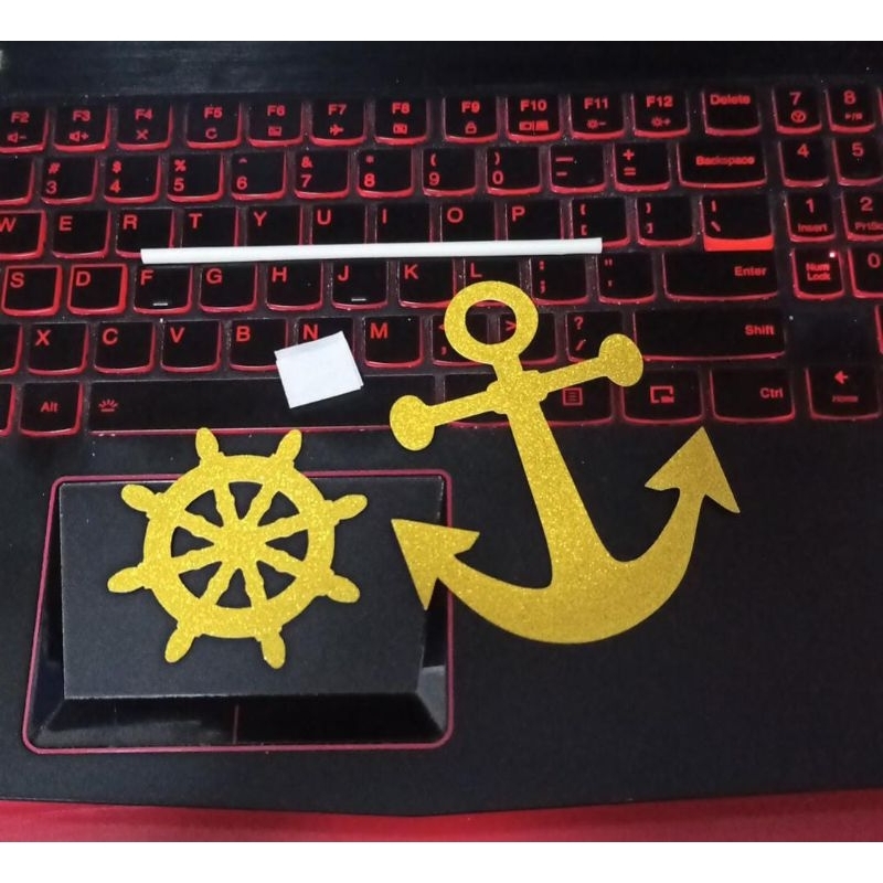 cake topper hiasan kue jangkar kemudi kapal Marine marinir glitter gold