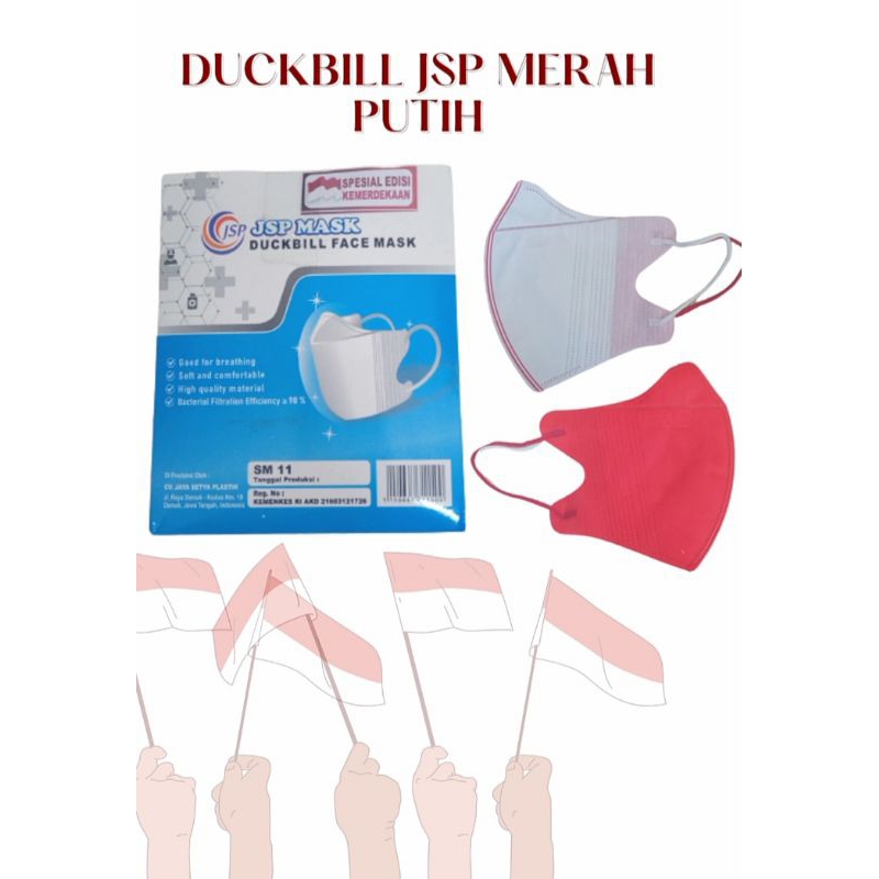 Masker Duckbill JSP Merah Putih Edisi Kemerdekaan Isi 50 pcs