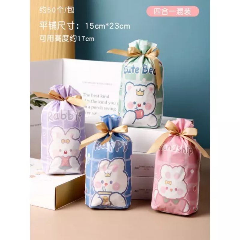 

5pcs Goddie bag Serut Motif Lucu Plastik Hadiah Hampers Unyu