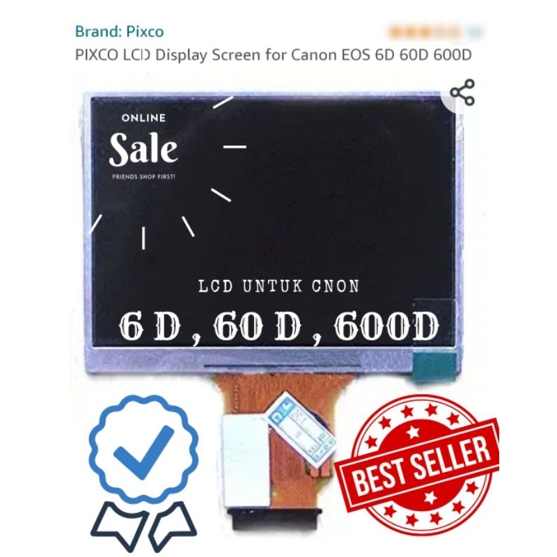 Lcd Canon 600d,60d,dan 6d baru dan garansi