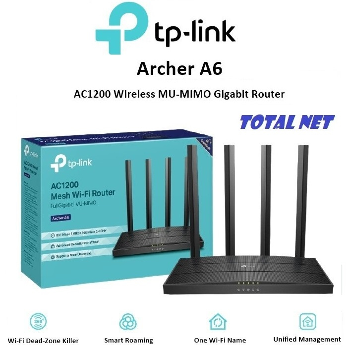 TP-Link Archer A6 AC1200 Wireless MU-MIMO Gigabit Router ArcherA6