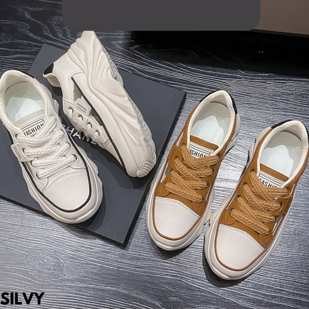 FINDME 36-40 SILVY SEPATU SNEAKERS WANITA CANTIK HIGHSOLE CASUAL BREATHABLE BAHAN PU IMPORT