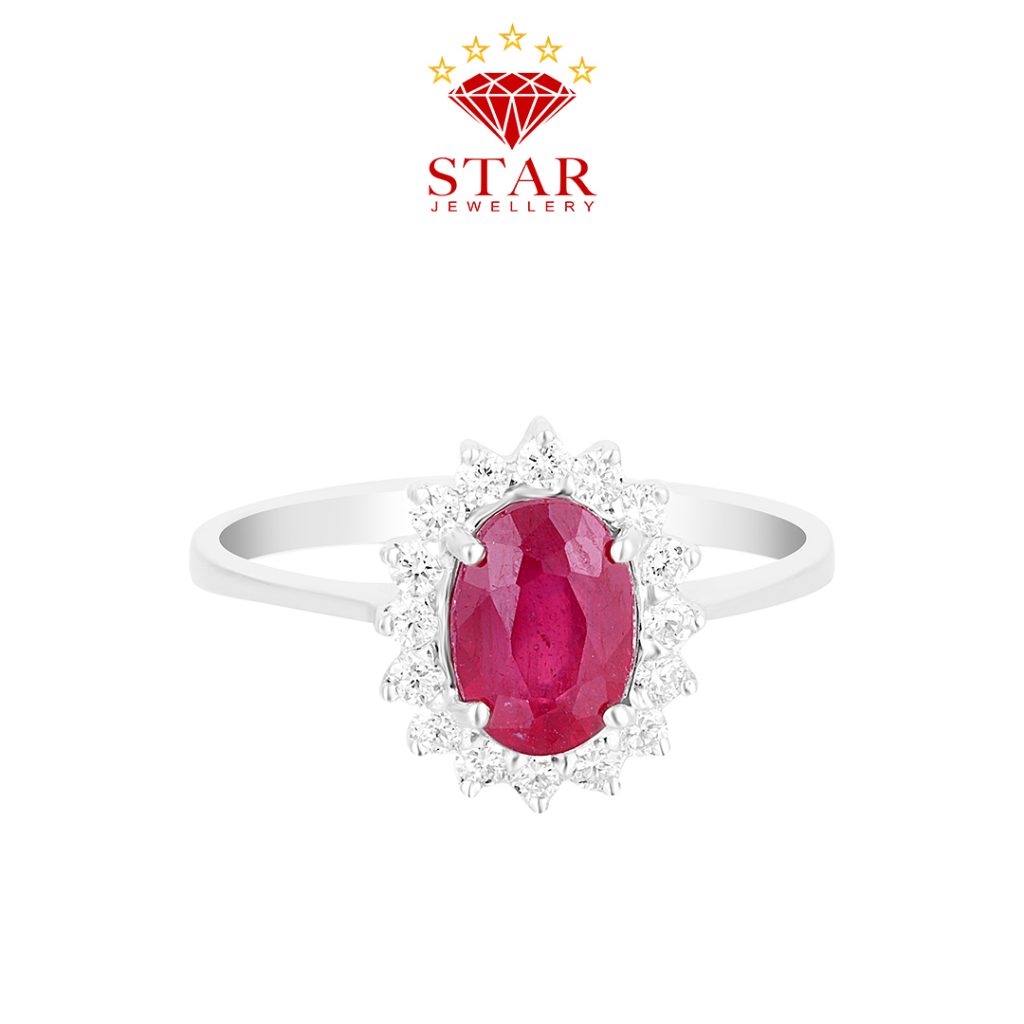 Cincin Berlina Wanita Batu Ruby Asli Star Jewellery LPLR1384864