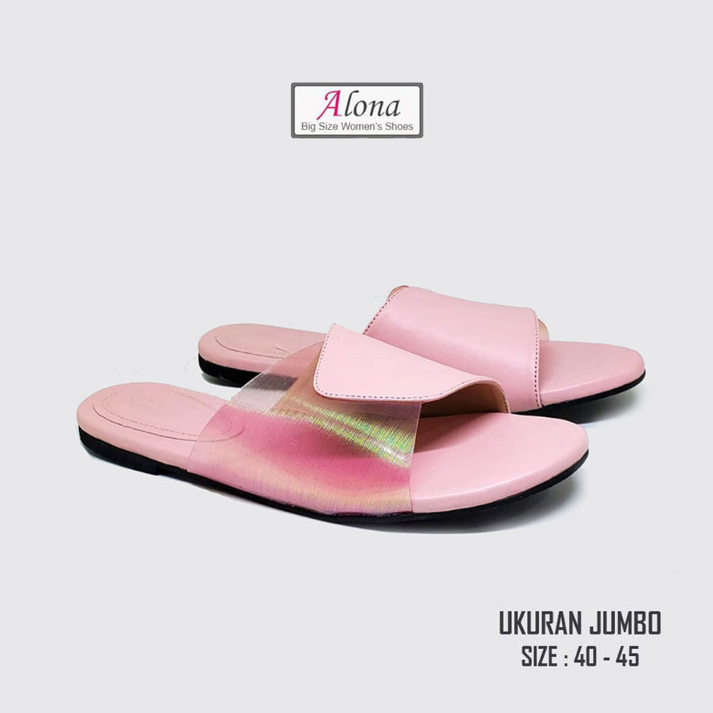 Sandal flat simple style healing wanita kaki gemuk / BIG Size 41 42 43 44 45