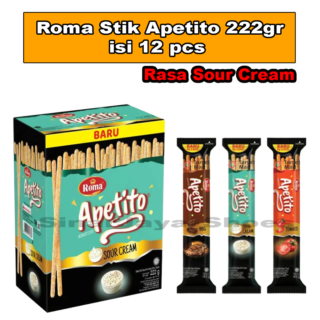 

Roma Apetito Rasa sour cream 222gr isi 12 pcs / biskuit stik apetito 222gr